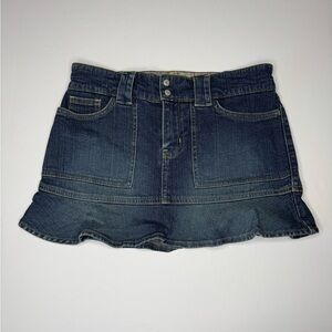 Vintage 2004 Old Navy Denim Mini Skirt Womens 4 Y2K Ruffle Hem Low Rise